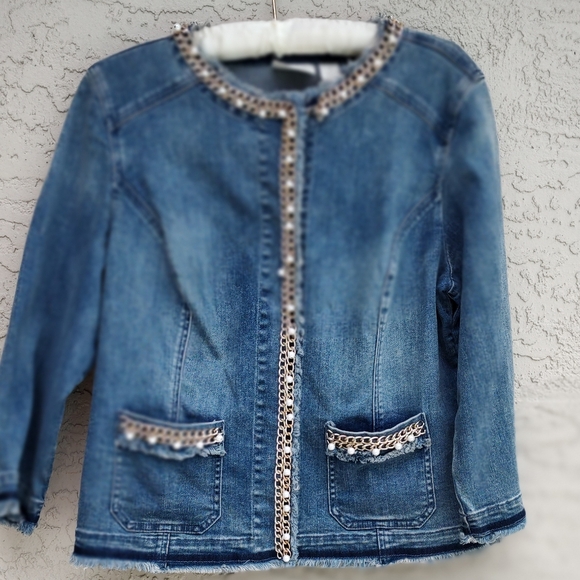 Chico's Jackets & Blazers - Chicos chain and pearl jean jacket